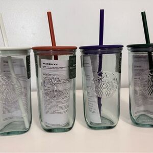 Starbucks Tumblers with Assorted Lids and Straws